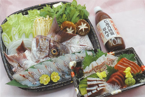 鯛のしゃぶしゃぶ鍋と鮮魚造り盛り合わせ（5月末まで）